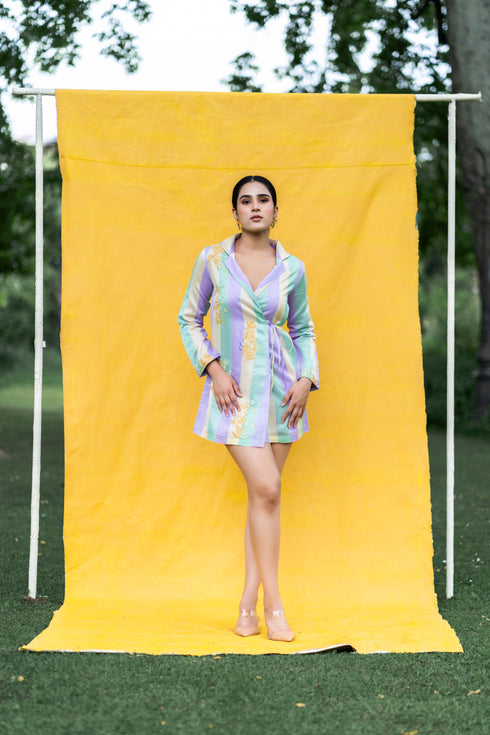Kasak Hand-embroidered Wrap Dress